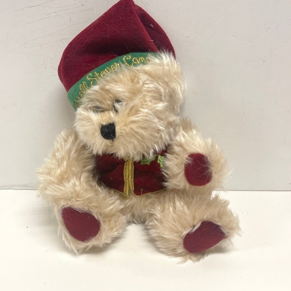 Russell Stover Candies Christmas Plush Teddy Bear Red Velvet Hat Vest 8 inch